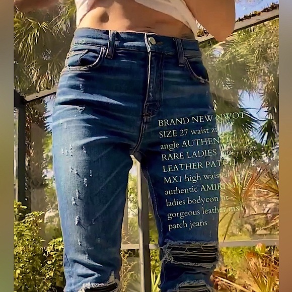 NWT Rare ladies amiri mx1 medium indigo ankle zipper leather patchwork pleated - Picture 10 of 17